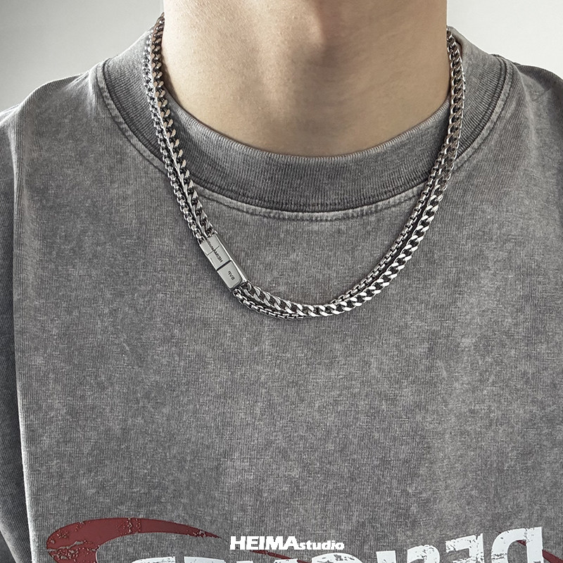 Hip-Hop Titanium Steel Double  - đánh giá và giá Charm Necklace Dainty