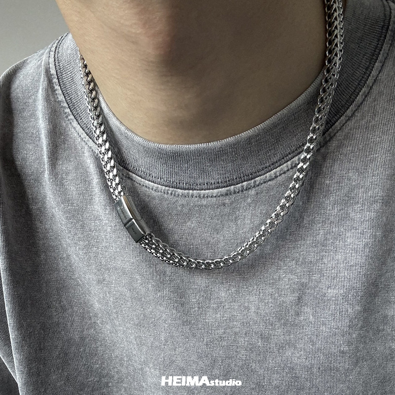 Hip-Hop Titanium Steel Double  - đánh giá và giá Charm Necklace Dainty