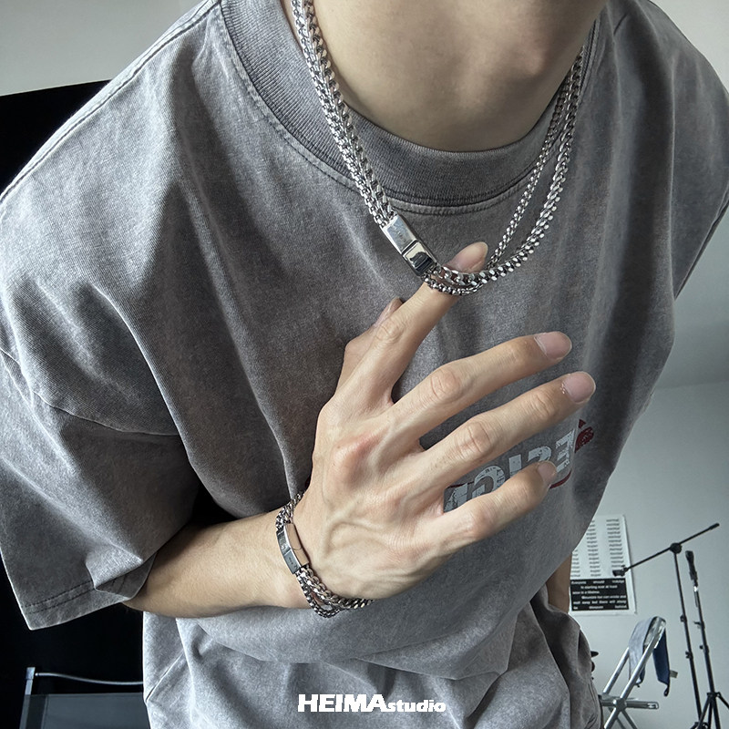 Hip-Hop Titanium Steel Double  - đánh giá và giá Charm Necklace Dainty