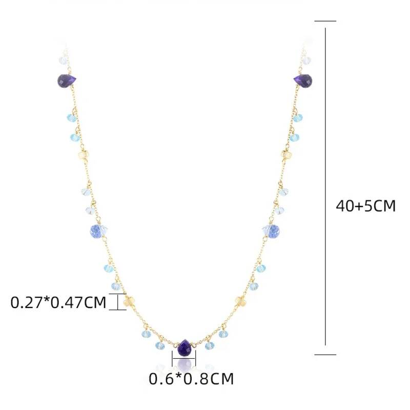 925 Silver 18K Gold Blue Cryst - đánh giá và giá Charm Necklace Dainty